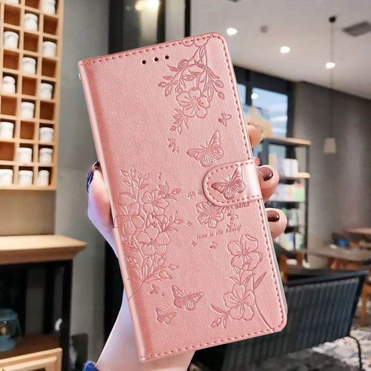 For Blackview A55 Pro Butterflies and Flowers Leather Phone Case(Rose Gold) - More Brand by buy2fix | Online Shopping UK | buy2fix