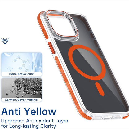 For iPhone 16 Pro Max Magsafe Dual-Color Transparent Black Lens Holder Phone Case(White) - iPhone 16 Pro Max Cases by buy2fix | Online Shopping UK | buy2fix