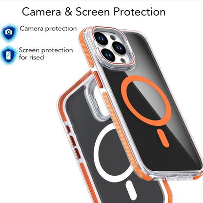 For iPhone 13 / 14 Magsafe Dual-Color Transparent Black Lens Holder Phone Case(Orange) - iPhone 14 Cases by buy2fix | Online Shopping UK | buy2fix