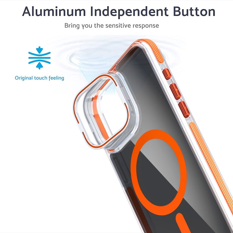 For iPhone 16 Pro Magsafe Dual-Color Transparent Black Lens Holder Phone Case(Orange) - iPhone 16 Pro Cases by buy2fix | Online Shopping UK | buy2fix