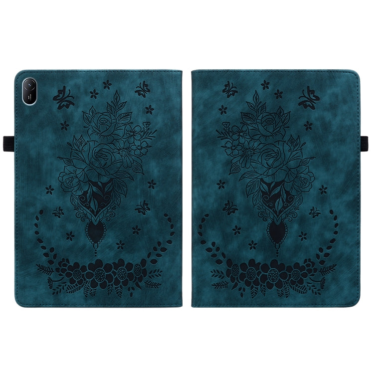 For Huawei MatePad SE 11 2024 Butterfly Rose Embossed Leather Tablet Case(Dark Blue) - Huawei by buy2fix | Online Shopping UK | buy2fix