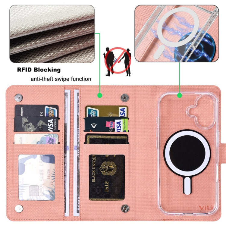 For iPhone 14 Pro ViLi GHA-C Series RFID MagSafe Magnetic Flip Leather Phone Case(Pink) - iPhone 14 Pro Cases by ViLi | Online Shopping UK | buy2fix