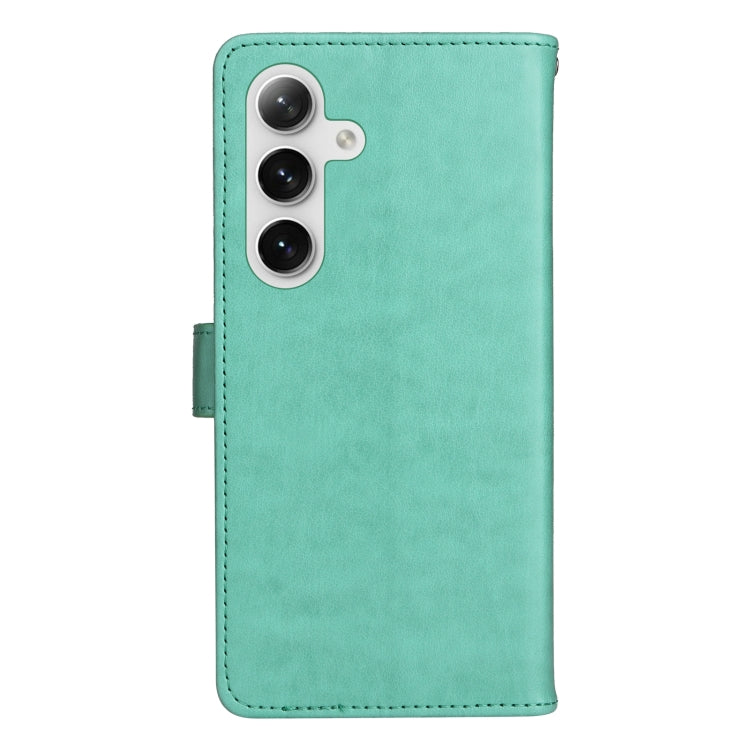 For Samsung Galaxy S25+ / S24+ 5G Cat and Bee Embossed Flip Leather Phone Case(Green) - Galaxy S25+ 5G Cases by buy2fix | Online Shopping UK | buy2fix