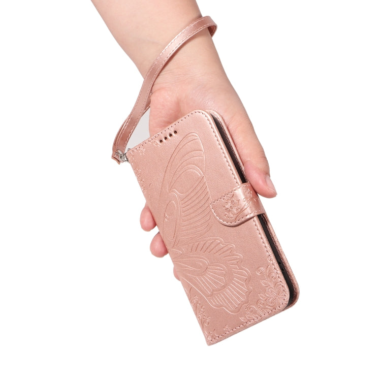 For Samsung Galaxy S25 / S24 5G Swallowtail Butterfly Embossed Leather Phone Case(Rose Gold) - Galaxy S25 5G Cases by buy2fix | Online Shopping UK | buy2fix