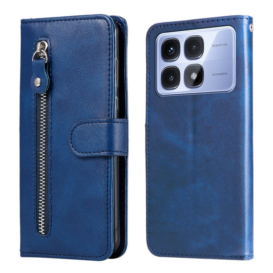 For Redmi K70 Ultra Fashion Calf Texture Zipper Leather Phone Case(Blue) - Xiaomi Cases by buy2fix | Online Shopping UK | buy2fix