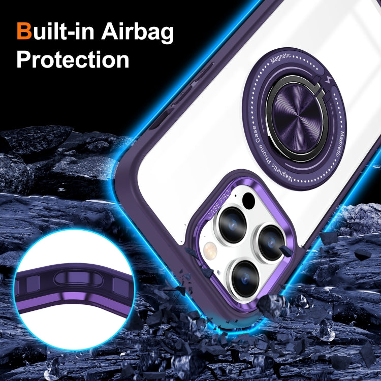 For iPhone 16 Pro Max Magnetic Rotating Ring Holder Phone Case(Dark Purple) - iPhone 16 Pro Max Cases by buy2fix | Online Shopping UK | buy2fix