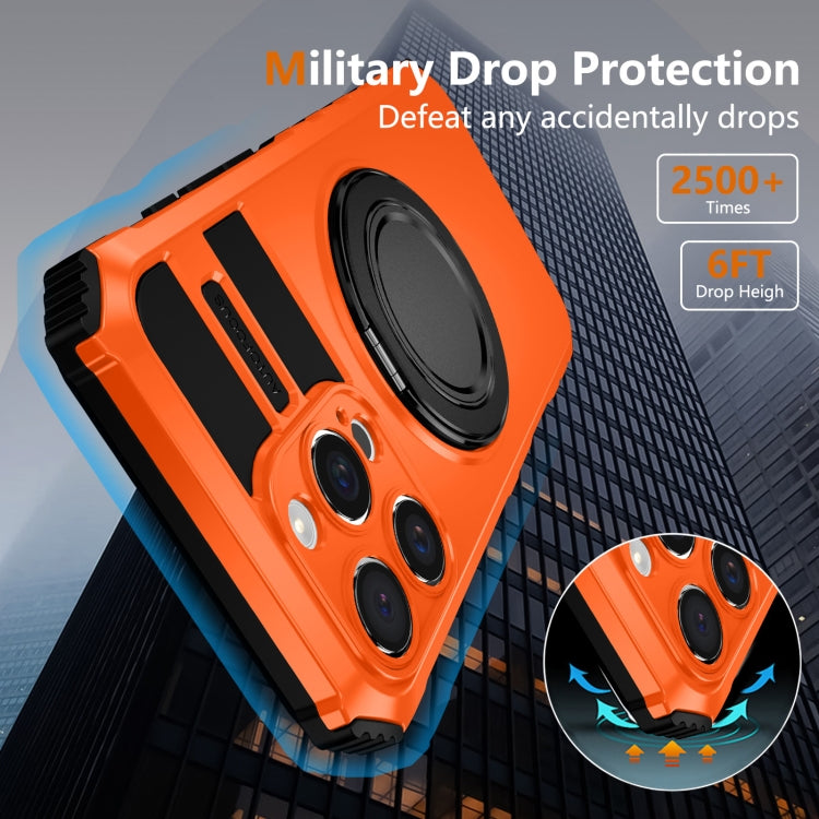 For iPhone 16 Pro Rotating Magnetic Holder Phone Case(Orange) - iPhone 16 Pro Cases by buy2fix | Online Shopping UK | buy2fix