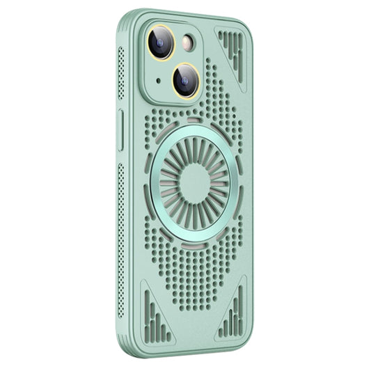 For iPhone 14 Hollow Cooling MagSafe Shockproof Phone Case(Cyan) - iPhone 14 Cases by buy2fix | Online Shopping UK | buy2fix