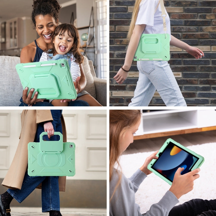 For iPad 10.2 2021 / 2020 / 2019 Legend Grip Holder Silicone Hybrid PC Tablet Case with Strap(Mint Green) - iPad 10.2 Cases by buy2fix | Online Shopping UK | buy2fix