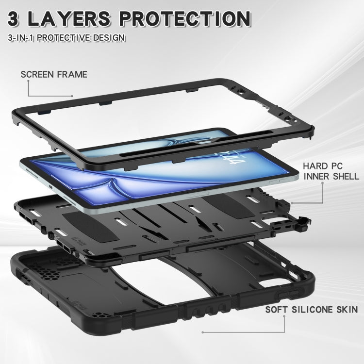 For iPad Air 11 2024 3-Layer Silicone Hybrid PC Tablet Case(Black) - iPad Air 11 2024 Cases by buy2fix | Online Shopping UK | buy2fix