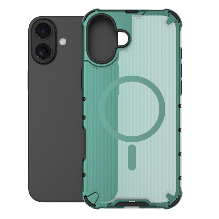 For iPhone 16 Plus Grating Airbag Shockproof MagSafe Frosted Phone Case(Green) - iPhone 16 Plus Cases by buy2fix | Online Shopping UK | buy2fix