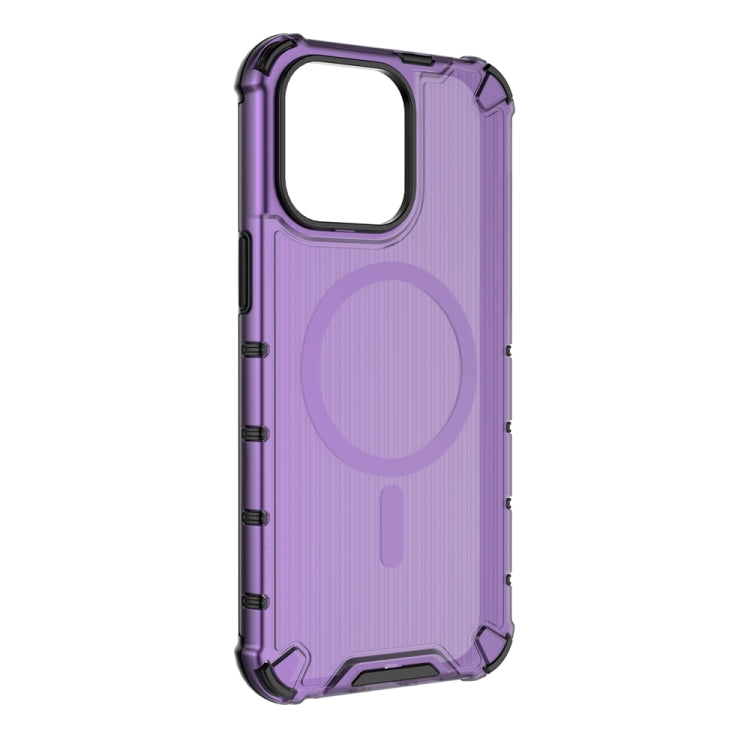 For iPhone 14 Pro Max Grating Airbag Shockproof MagSafe Frosted Phone Case(Purple) - iPhone 14 Pro Max Cases by buy2fix | Online Shopping UK | buy2fix