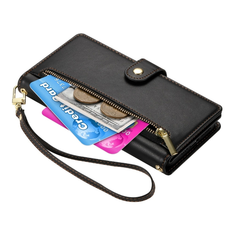 For Redmi K70 Nine Card-slot Zipper Wallet Bag Leather Phone Case(Black) - K70 Cases by buy2fix | Online Shopping UK | buy2fix