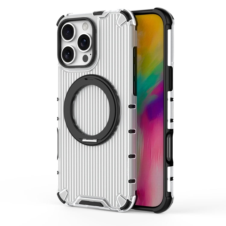 For iPhone 16 Pro Max Grating 360 Degree Rotating Holder Shockproof Phone Case(Transparent) - iPhone 16 Pro Max Cases by buy2fix | Online Shopping UK | buy2fix