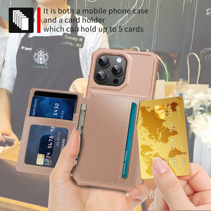 For iPhone 16 Pro Max Magnetic Wallet Card Bag Leather Phone Case(Rose Gold) - iPhone 16 Pro Max Cases by buy2fix | Online Shopping UK | buy2fix