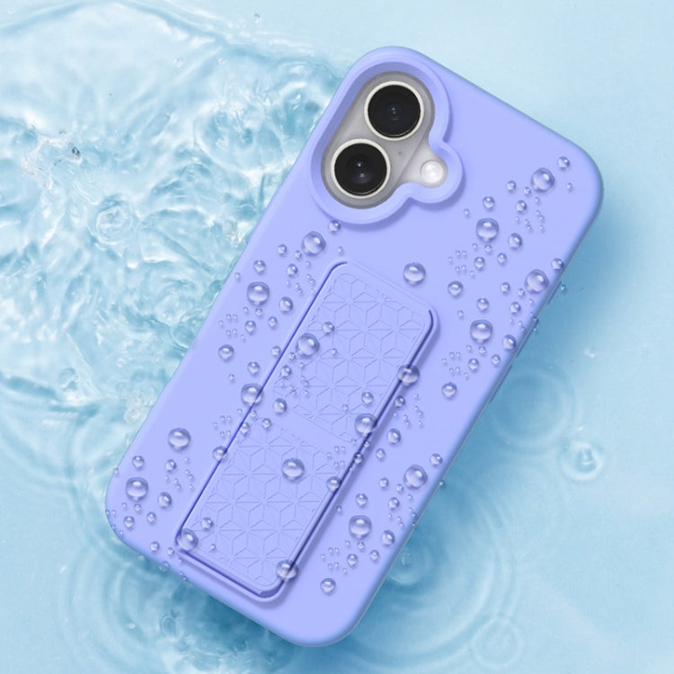 For iPhone 16 Liquid Silicone Holder Phone Case(Light Purple) - iPhone 16 Cases by buy2fix | Online Shopping UK | buy2fix