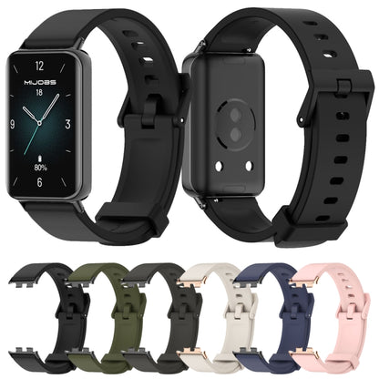 For Honor Band 9 MIJOBS Solid Color Silicone Watch Band(Army Green Black) - Watch Bands by MIJOBS | Online Shopping UK | buy2fix