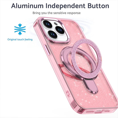 For iPhone 16 Pro Glitter Ring Holder MagSafe Phone Case(Pink) - iPhone 16 Pro Cases by buy2fix | Online Shopping UK | buy2fix