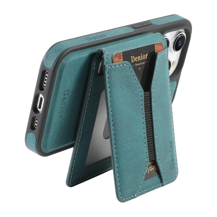 For iPhone 12 Pro Max Denior D18 Skin Feel Rotating Holder MagSafe Detachable Card Slot Phone Case(Blue) - iPhone 12 Pro Max Cases by Denior | Online Shopping UK | buy2fix