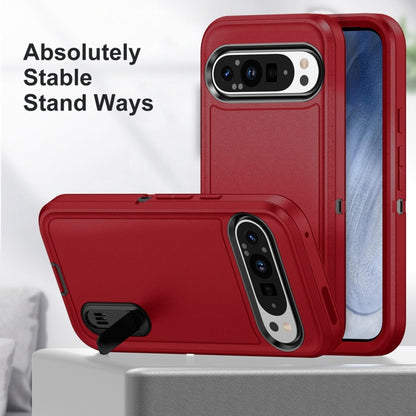 For Google Pixel 9 Rugged PC + Silicone Phone Case with Holder(Red+Black) - Google Cases by buy2fix | Online Shopping UK | buy2fix