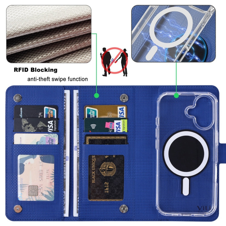 For Samsung Galaxy S24 5G ViLi GHA-C Series RFID MagSafe Magnetic Flip Leather Phone Case(Blue) - Galaxy S24 5G Cases by ViLi | Online Shopping UK | buy2fix