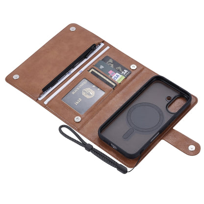 For iPhone 16 Plus ViLi GVB Series MagSafe Magnetic RFID Leather Phone Case(Brown) - iPhone 16 Plus Cases by ViLi | Online Shopping UK | buy2fix