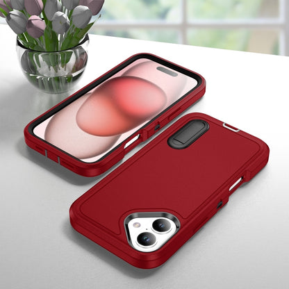 For iPhone 16 Rugged PC + Silicone Phone Case with Holder(Red+Black) - iPhone 16 Cases by buy2fix | Online Shopping UK | buy2fix