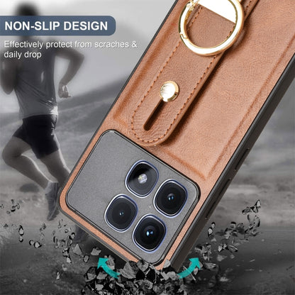 For Redmi K70 Ultra Wristband Leather Back Phone Case(Brown) - Xiaomi Cases by buy2fix | Online Shopping UK | buy2fix