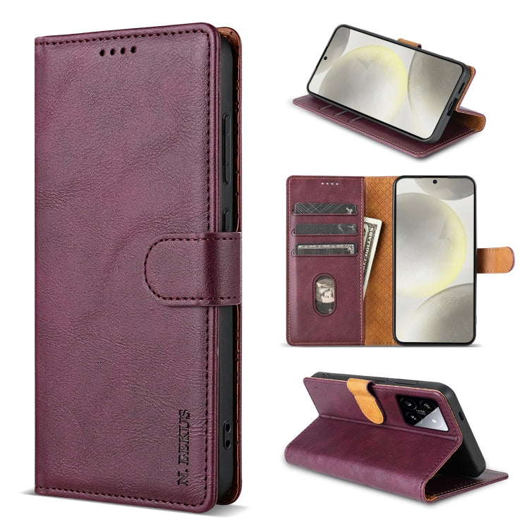 For Xiaomi 14 N.BEKUS CSJ-P1 Solid Color Leather Phone Case(Wine Red) - 14 Cases by N.BEKUS | Online Shopping UK | buy2fix