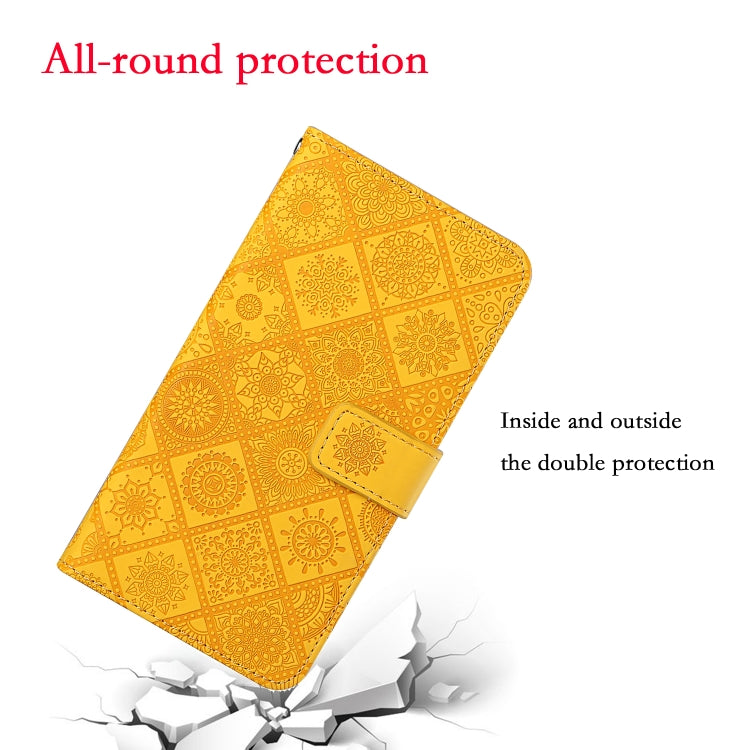 For Samsung Galaxy S25 5G Ethnic Style Embossed Pattern Leather Phone Case(Yellow) - Galaxy S25 5G Cases by buy2fix | Online Shopping UK | buy2fix