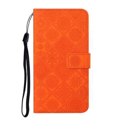 For Samsung Galaxy S25 5G Ethnic Style Embossed Pattern Leather Phone Case(Orange) - Galaxy S25 5G Cases by buy2fix | Online Shopping UK | buy2fix