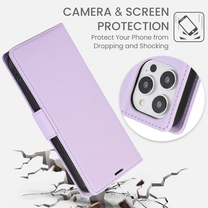 For iPhone 16 Pro Side Buckle RFID Anti-theft Leather Phone Case(Light Purple) - iPhone 16 Pro Cases by buy2fix | Online Shopping UK | buy2fix