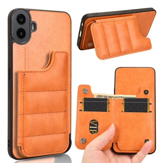 For Nothing CMF Phone 1 Cow Pattern Sewing Card Bag Phone Case(Orange) - More Brand by buy2fix | Online Shopping UK | buy2fix