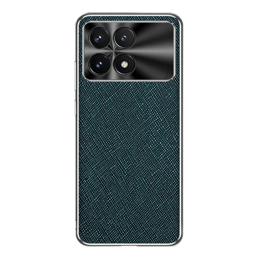 For Redmi K70 Silver Edge Cross Texture PU Leather Phone Case(Dark Green) - K70 Cases by buy2fix | Online Shopping UK | buy2fix