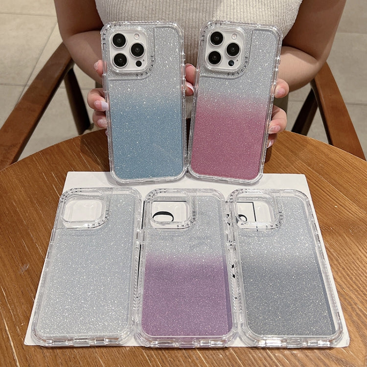 For iPhone 16 TPU + PC + Glitter Paper Full Coverage Phone Case(Silver) - iPhone 16 Cases by buy2fix | Online Shopping UK | buy2fix