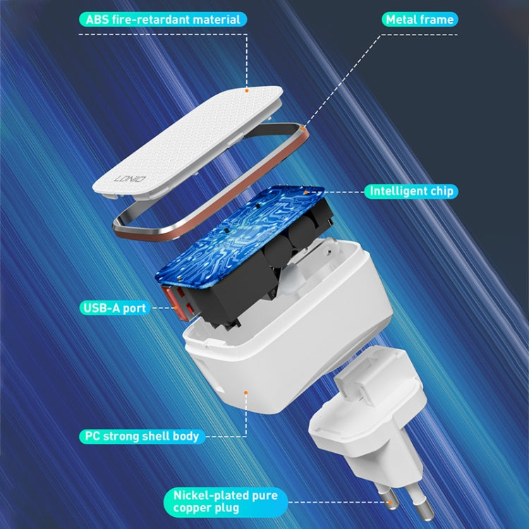 LDNIO A1204Q QC3.0 18W USB Fast Charger with 1m USB to 8 Pin Cable, Plug Type:US Plug(White Gold) - USB Charger by LDNIO | Online Shopping UK | buy2fix