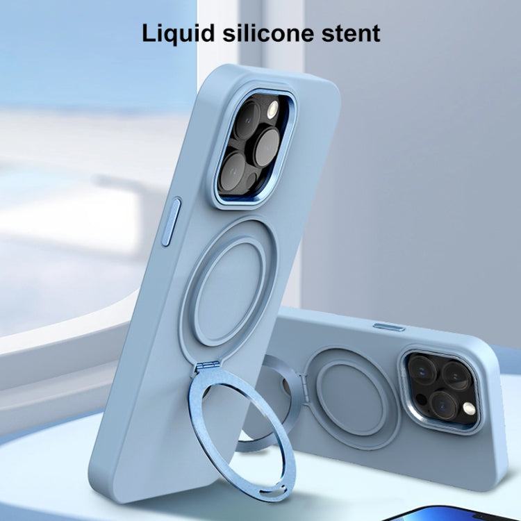 For iPhone 15 Liquid Silicone MagSafe Metal Ring Holder Phone Case(White) - iPhone 15 Cases by buy2fix | Online Shopping UK | buy2fix