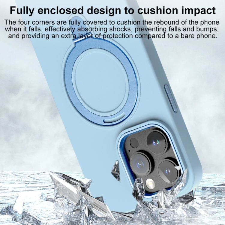 For iPhone 15 Liquid Silicone MagSafe Metal Ring Holder Phone Case(White) - iPhone 15 Cases by buy2fix | Online Shopping UK | buy2fix