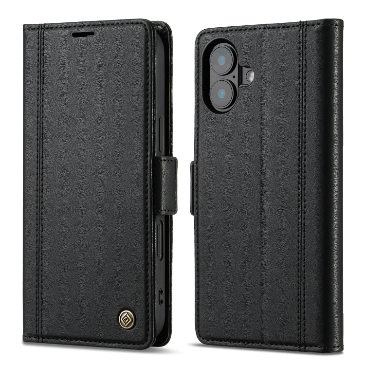 For iPhone 16 Plus LC.IMEEKE Skin-friendly Card Slots Leather Phone Case(Black) - iPhone 16 Plus Cases by LC.IMEEKE | Online Shopping UK | buy2fix