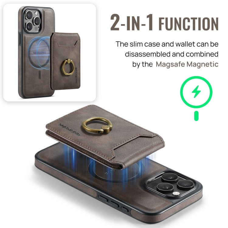 For iPhone 12 Pro Max DG.MING K1 MagSafe Detachable Wallet RFID Back Cover Phone Case(Coffee) - iPhone 12 Pro Max Cases by DG.MING | Online Shopping UK | buy2fix