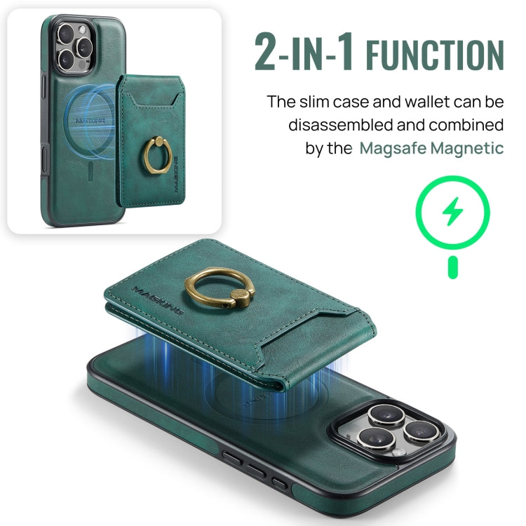 For iPhone 16 Pro Max DG.MING K1 MagSafe Detachable Wallet RFID Back Cover Phone Case(Green) - iPhone 16 Pro Max Cases by DG.MING | Online Shopping UK | buy2fix