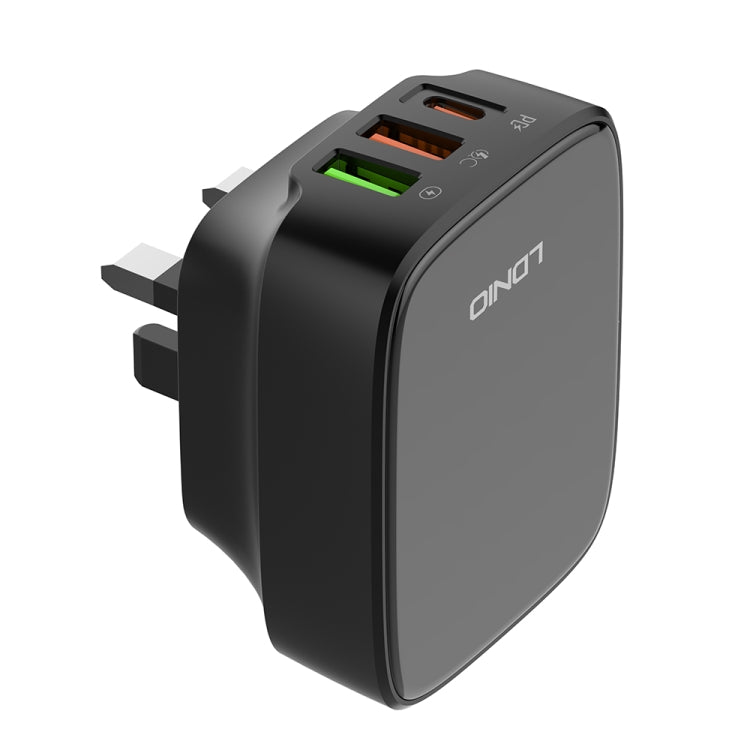 LDNIO Q334 32W Type-C + Dual USB Port Charger with 1m USB-C / Type-C Data Cable, Plug Type:UK Plug(Black) - USB Charger by LDNIO | Online Shopping UK | buy2fix