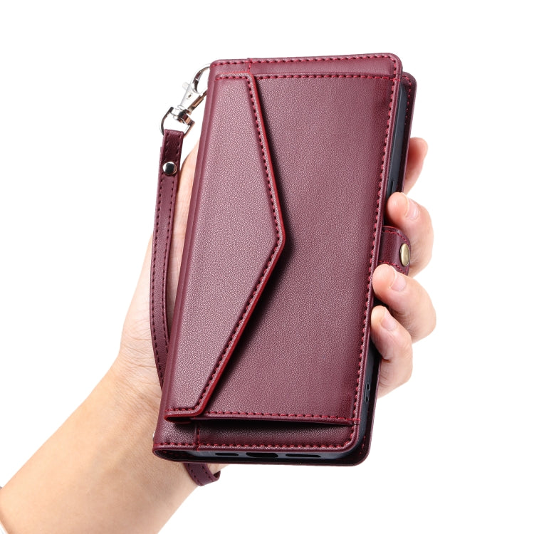 For Google Pixel 9 Pro XL Wallet Multi-card Slot Leather Phone Case with Lanyard(Wine Red) - Google Cases by buy2fix | Online Shopping UK | buy2fix