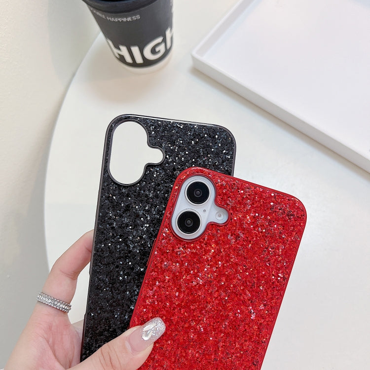 For iPhone 16 Plus Glitter Powder Shockproof TPU Phone Case(Black) - iPhone 16 Plus Cases by buy2fix | Online Shopping UK | buy2fix