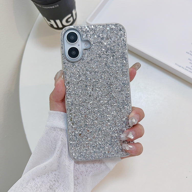 For iPhone 16 Glitter Powder Shockproof TPU Phone Case(Silver) - iPhone 16 Cases by buy2fix | Online Shopping UK | buy2fix