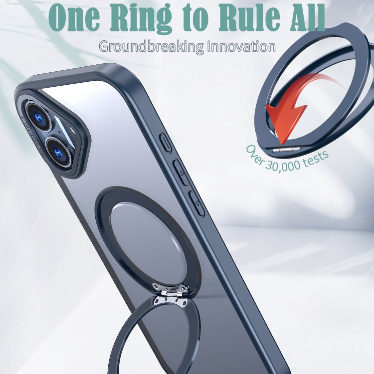 For iPhone 16 Plus Wing Series MagSafe Magnetic Ring Holder Phone Case(Blue) - iPhone 16 Plus Cases by buy2fix | Online Shopping UK | buy2fix