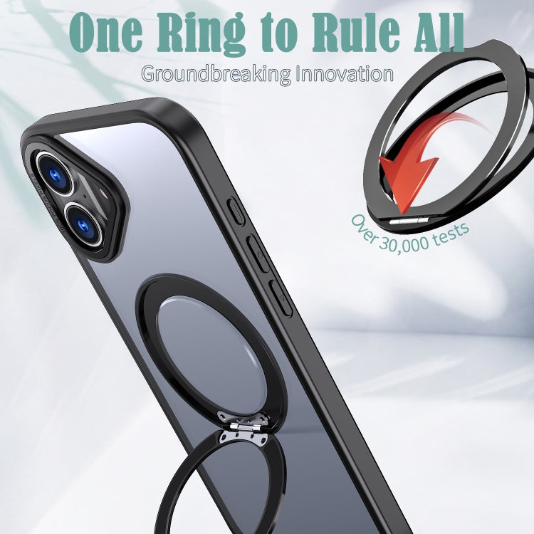 For iPhone 16 Wing Series MagSafe Magnetic Ring Holder Phone Case(Black) - iPhone 16 Cases by buy2fix | Online Shopping UK | buy2fix