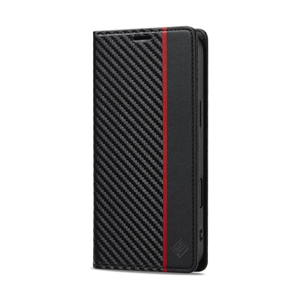 For iPhone 16 Plus LC.IMEEKE Carbon Fiber Leather Phone Case(Vertical Black) - iPhone 16 Plus Cases by LC.IMEEKE | Online Shopping UK | buy2fix