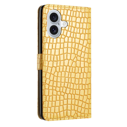 For iPhone 16 Crocodile Texture Horizontal Flip Leather Phone Case(Yellow) - iPhone 16 Cases by buy2fix | Online Shopping UK | buy2fix