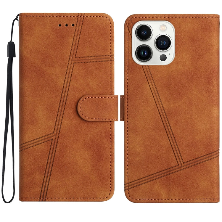 For iPhone 16 Pro Max Skin-feel Stitching Leather Phone Case(Brown) - iPhone 16 Pro Max Cases by buy2fix | Online Shopping UK | buy2fix